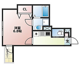 プルミエII 1階1Kの間取り