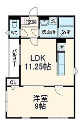 グランメゾン南流山 2階1LDKの間取り