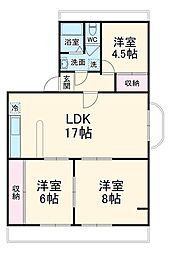 モナムール富士見 3階3LDKの間取り