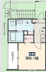 Forest Park Hills 3階1Kの間取り