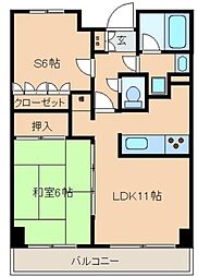 レジディア文京音羽 7階2LDKの間取り
