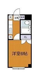 リュミエール多摩川 1階1Kの間取り