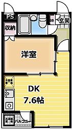 ロイヤルハイムI 1階1DKの間取り