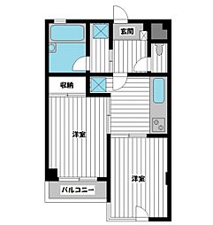 レスポワール 3階2DKの間取り