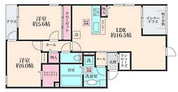 ＬＵＬＵ西尾久 3階2LDKの間取り