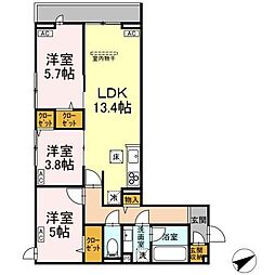 Ｃａｌｍｅ　Ｖｉｌｌｅ 1階3LDKの間取り