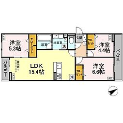 Ｃａｌｍｅ　Ｖｉｌｌｅ 2階3LDKの間取り