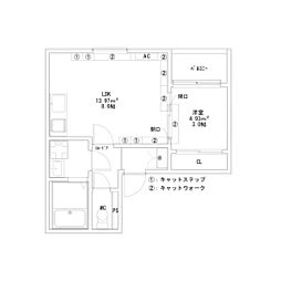 Coco Cat 岩塚 1階1LDKの間取り