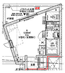 クレドコート品川中延 5階ワンルームの間取り