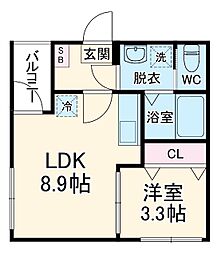 フォルビート 2階1LDKの間取り