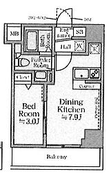 アイル　イマージュ押上イースト 2階1DKの間取り