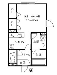 SKY　TERRACE　NISHIAZABU 1階1Kの間取り