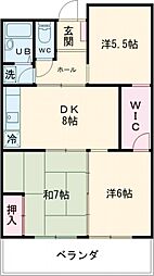 フェアイリーデ城 3階3DKの間取り