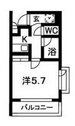 小田急小田原線 喜多見駅 徒歩3分の賃貸マンション 2階1Kの間取り