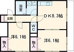 メゾン小西 1階2LDKの間取り