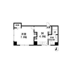 ダイヤモンドレジデンス日暮里 4階1DKの間取り