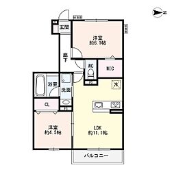 ソレイユ鴻の巣 103 1階2LDKの間取り