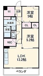 ミライエ原宿南 107 2階2LDKの間取り