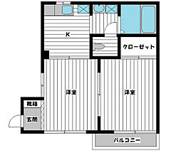 アーバンフラッツ 1階2Kの間取り