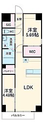 アーチレジデンス川名駅前 5階2LDKの間取り