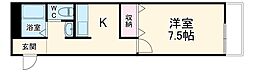 サンハウス大久保 1階1Kの間取り