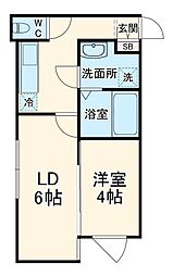 ＩＮＯＶＥ二子新地 2階1LDKの間取り