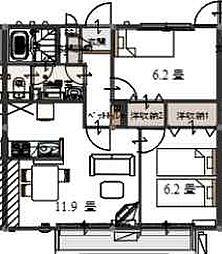 ウィルガーデン 1階2LDKの間取り
