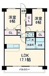 仮称宮ノ腰704マンション 1階2LDKの間取り