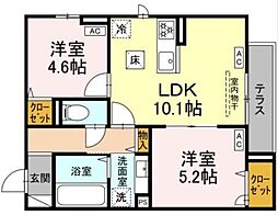 Maison　Cocoru 101 1階2LDKの間取り