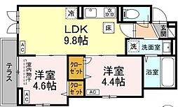 Maison　Cocoru 1階2LDKの間取り