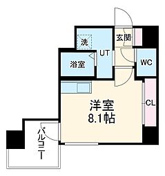 ＰＬＡＴＺ　ＴＡＣＨＩＢＡＮＡ 9階ワンルームの間取り
