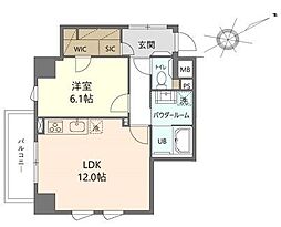 シュブラン大井町 5階1LDKの間取り