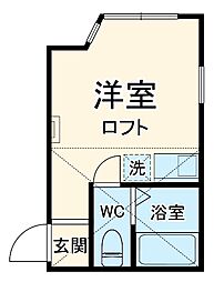 ユナイト大船トレサージュ 2階ワンルームの間取り
