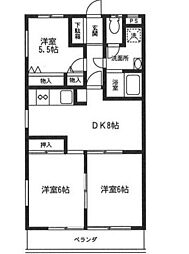 カサバニータ 3階3DKの間取り