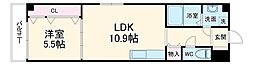 アドマステラス壬生松原 2階1LDKの間取り