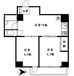 ラミアカーザ中野 4階2LDKの間取り