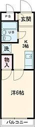エステーム下高井戸 3階1Kの間取り