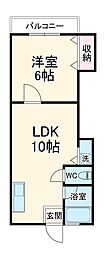 石井マンション 103 1階1LDKの間取り