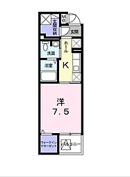 セシリア 2階1Kの間取り