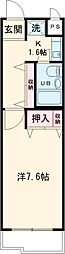 フレクション光が丘 3階1Kの間取り