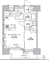 ラ・オ・モンターニュ 2階1LDKの間取り