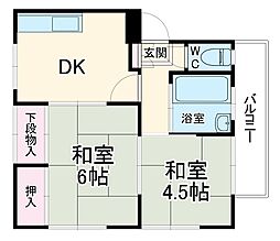 第2千早ビル 1階2DKの間取り