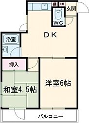 サンハイム喜多見 3階2DKの間取り