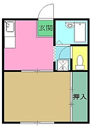 パークピュア小宮IIＡ 2階1DKの間取り