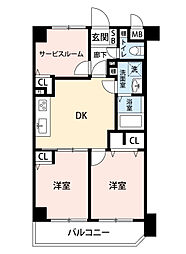 日暮里舎人ライナー 西新井大師西駅 徒歩9分の賃貸マンション 3階2SDKの間取り