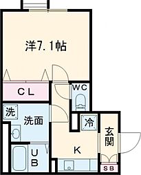イクシオ六月 102 1階1Kの間取り