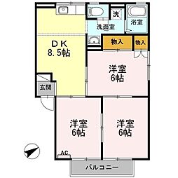 メゾンフレンド　Ａ 2階3DKの間取り