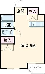 ヴィラエスポワール古来 4階ワンルームの間取り