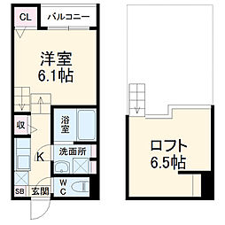 Ｌｕｍｉｅｒｅ亥鼻 1階1Kの間取り