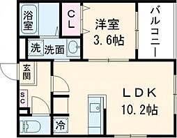 （仮称）太秦西蜂岡町B 101 1階1LDKの間取り